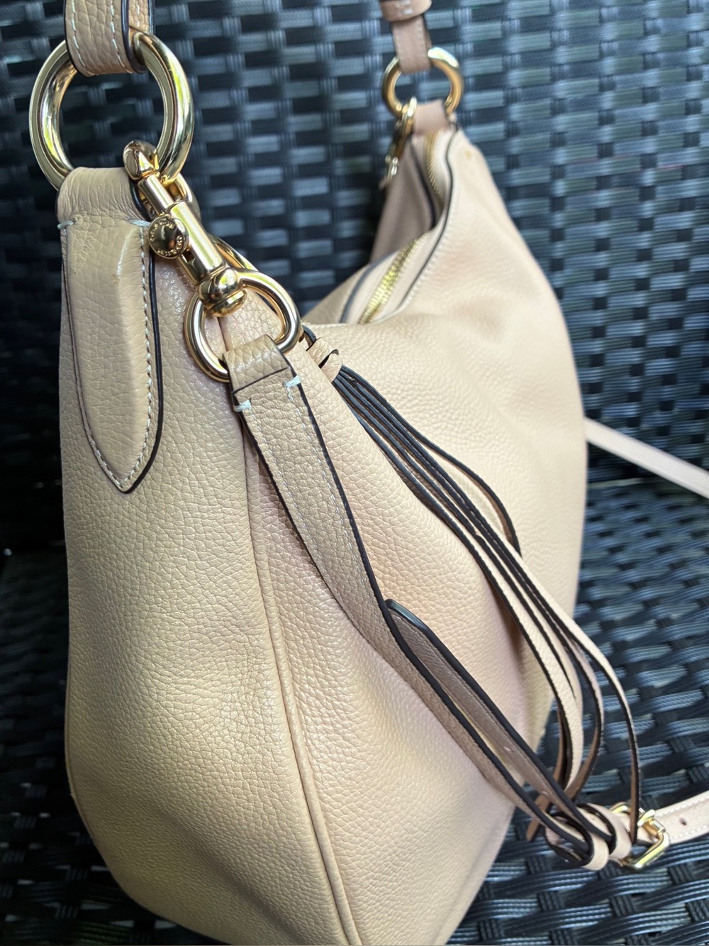 COACH BAG,Coach Pebbled Leather Hobo Bag in Light Beige - Picture 9 of 16